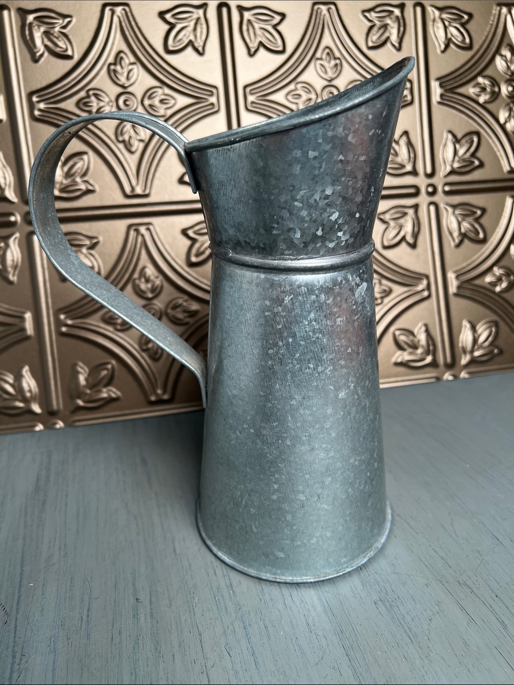 Galvanized Metal Pitcher Vase - Silver